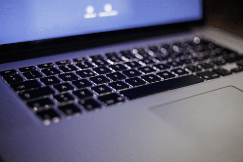 Image of a laptop focused on the keyboard