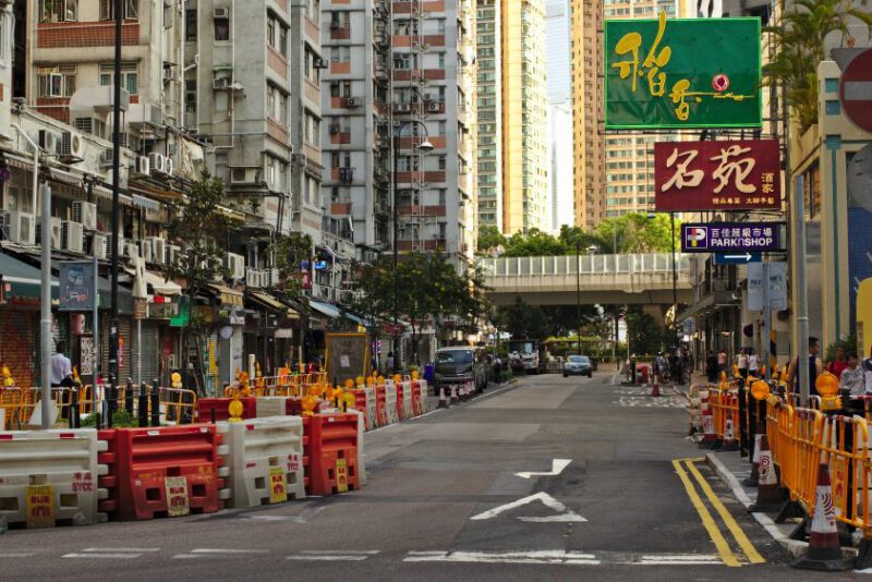 Image of a road in Hong Kong empty due to the lockdown