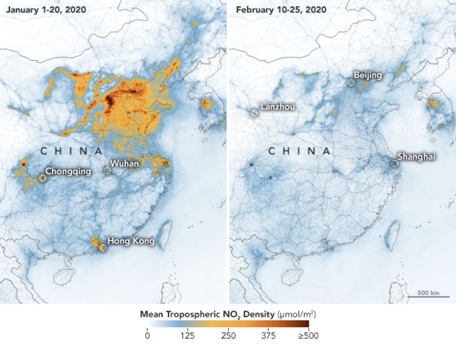 Showing decrease in pollutants across northern China