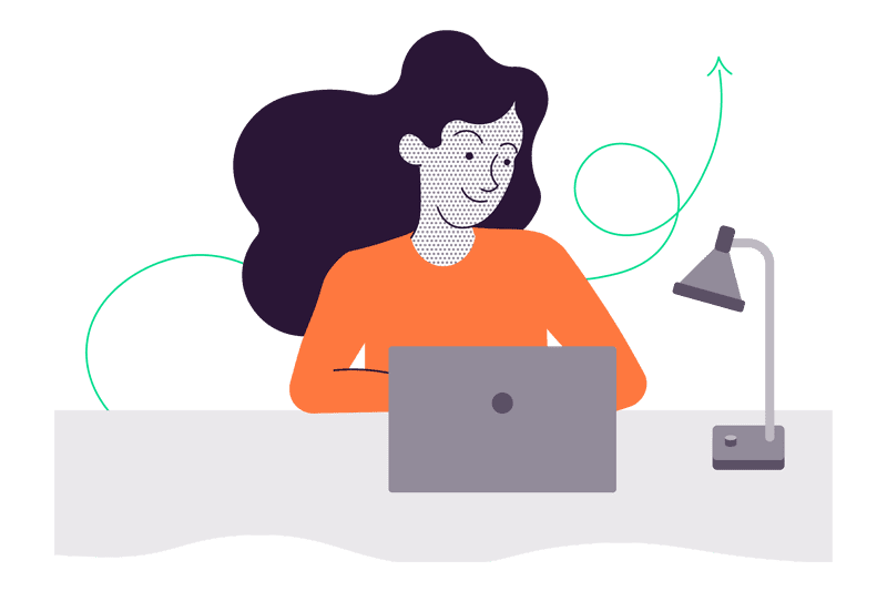 Illustration of student on a laptop