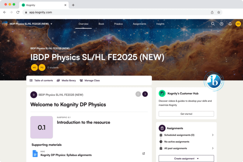 Kognity for IB DP Physics book overview