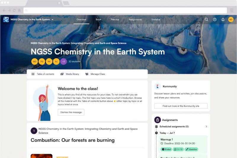 Kognity for High School Science NGSS Chemistry Course