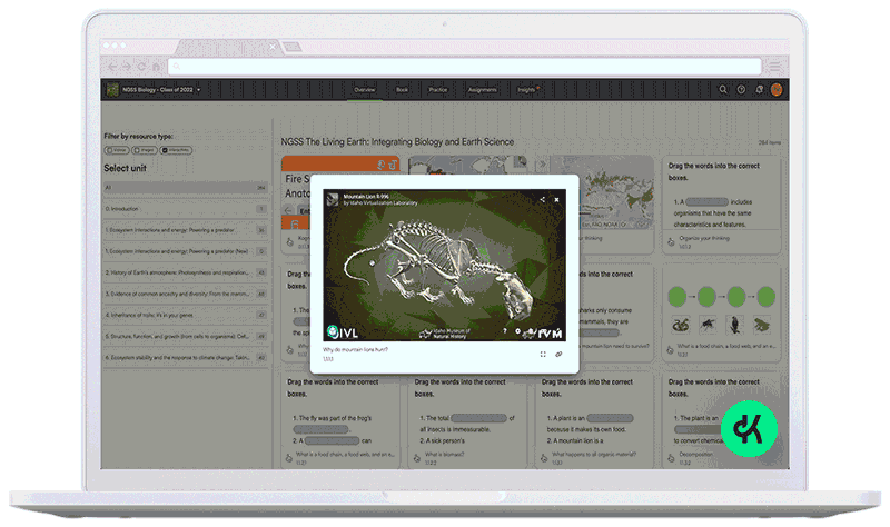 Kognity for High School Science Media Library