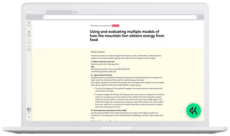 Kognity for High School Science teacher notes