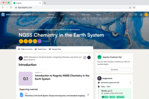 Kognity NGSS Chemistry course overview page