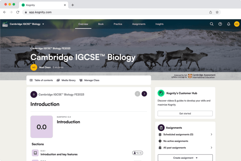 Kognity for Cambridge IGCSE Biology cover
