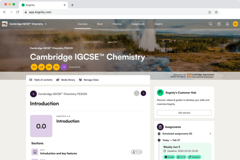 Kognity for Cambridge IGCSE Chemistry cover