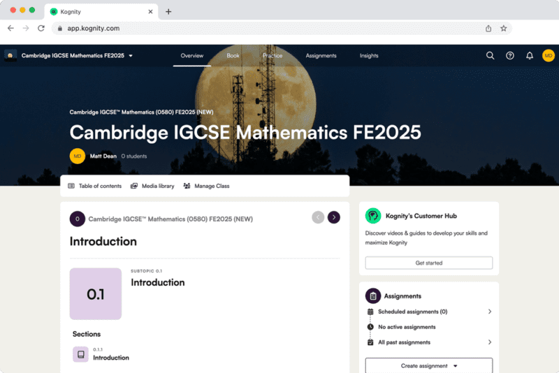 Kognity for Cambridge IGCSE Mathematics book cover