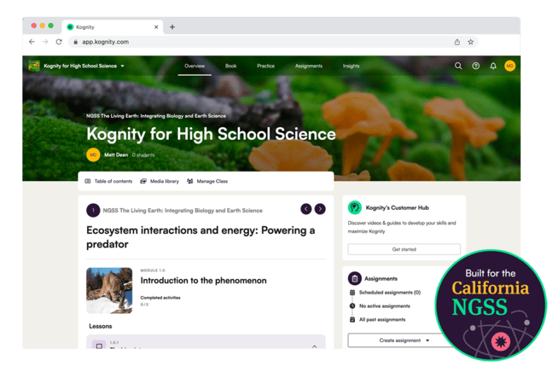Kognity for California High Schoo Science platform