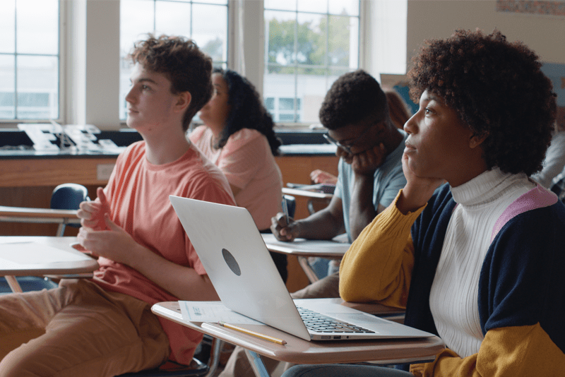 Students sitting in a classroom