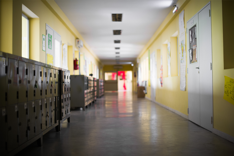 Empty school corridor