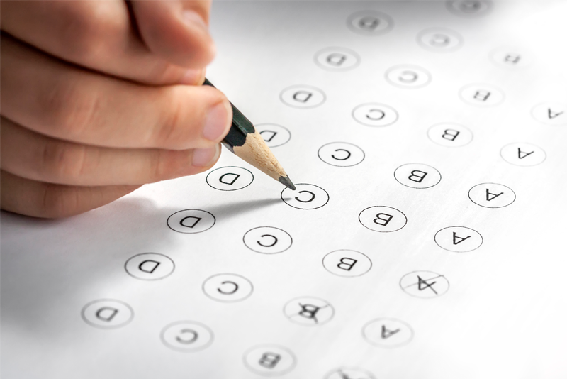 Hand filling in multiple choice test