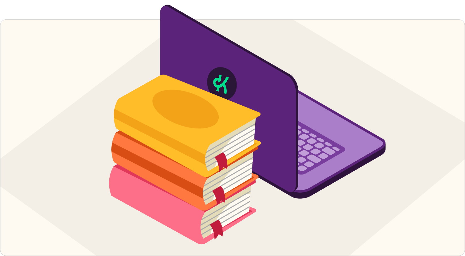 Visualization of physical books vs a laptop with digital books